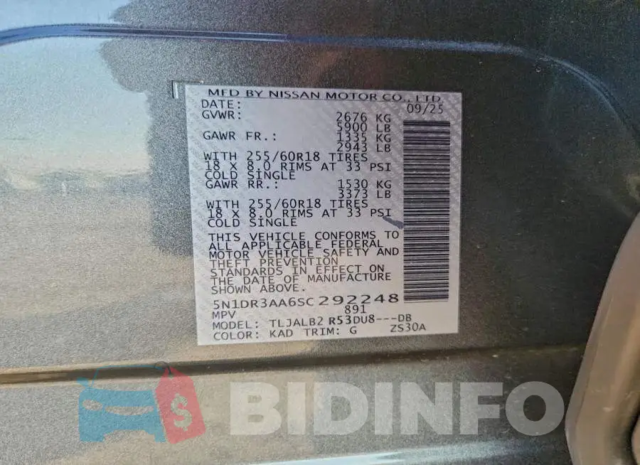 5N1DR3AA6SC292248 Photo# 13
