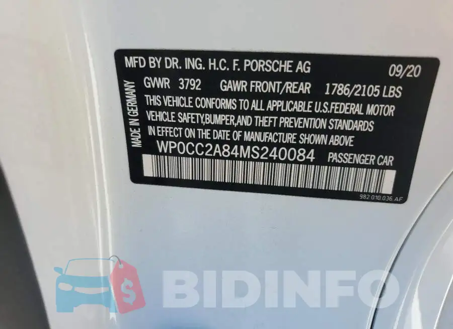 WP0CC2A84MS240084 Photo# 13