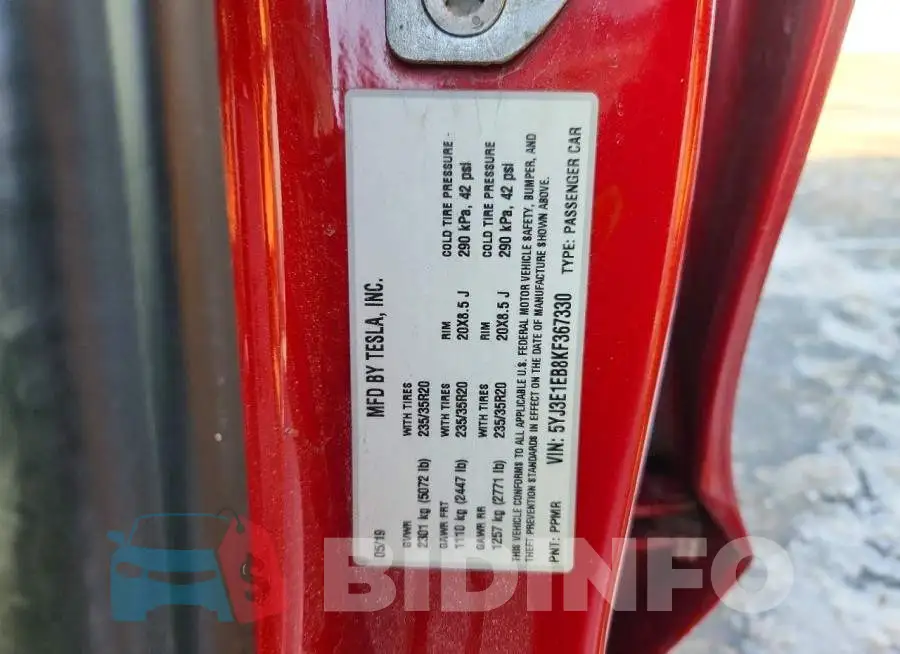 5YJ3E1EB8KF367330 Photo# 12