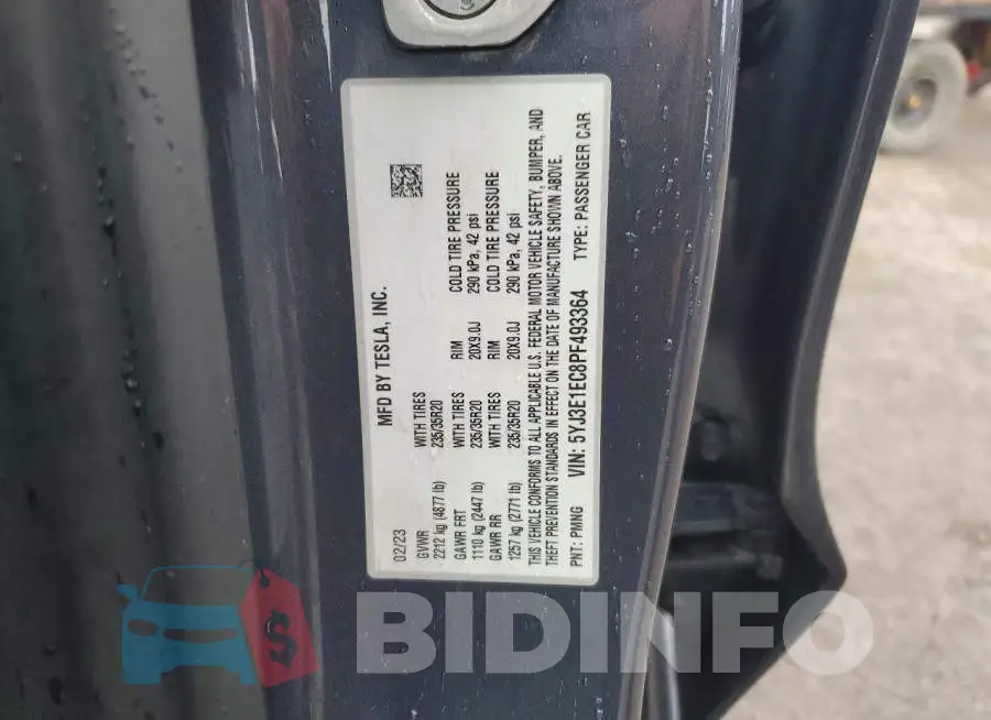 5YJ3E1EC8PF493364 Photo# 12