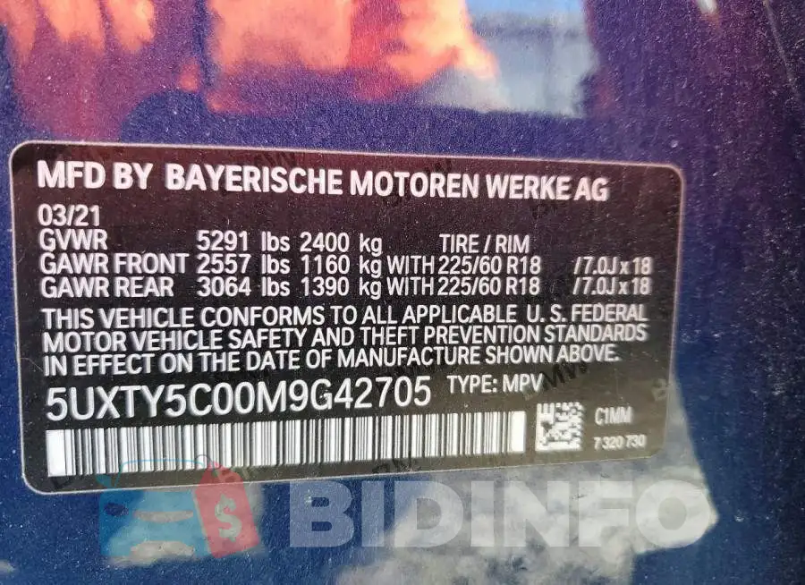 5UXTY5C00M9G42705 Photo# 13