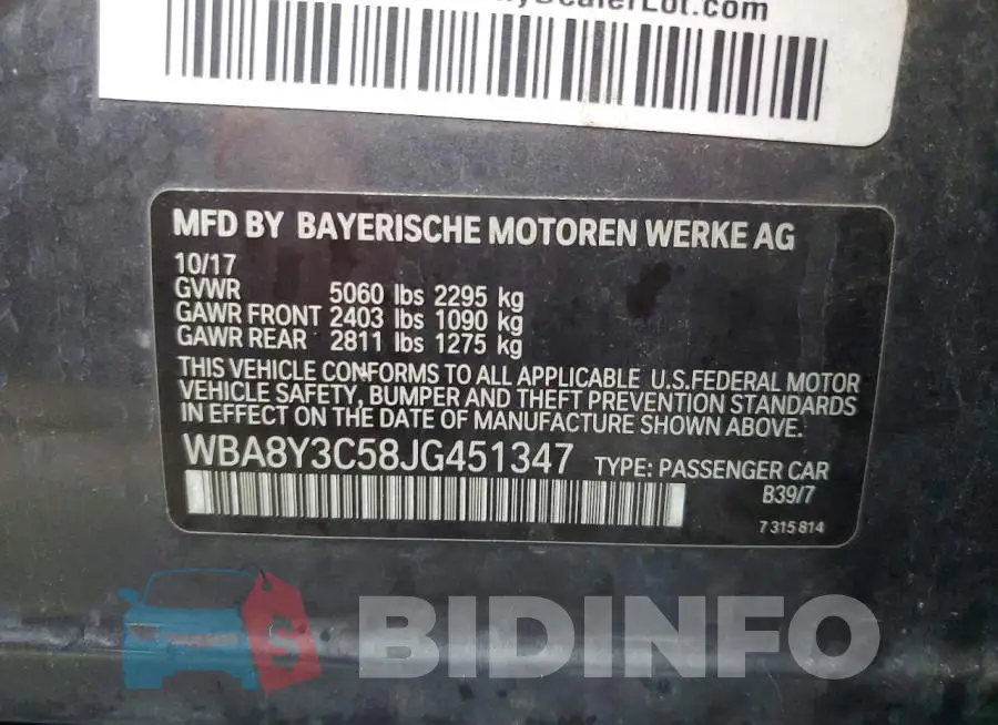 WBA8Y3C58JG451347 Photo# 12