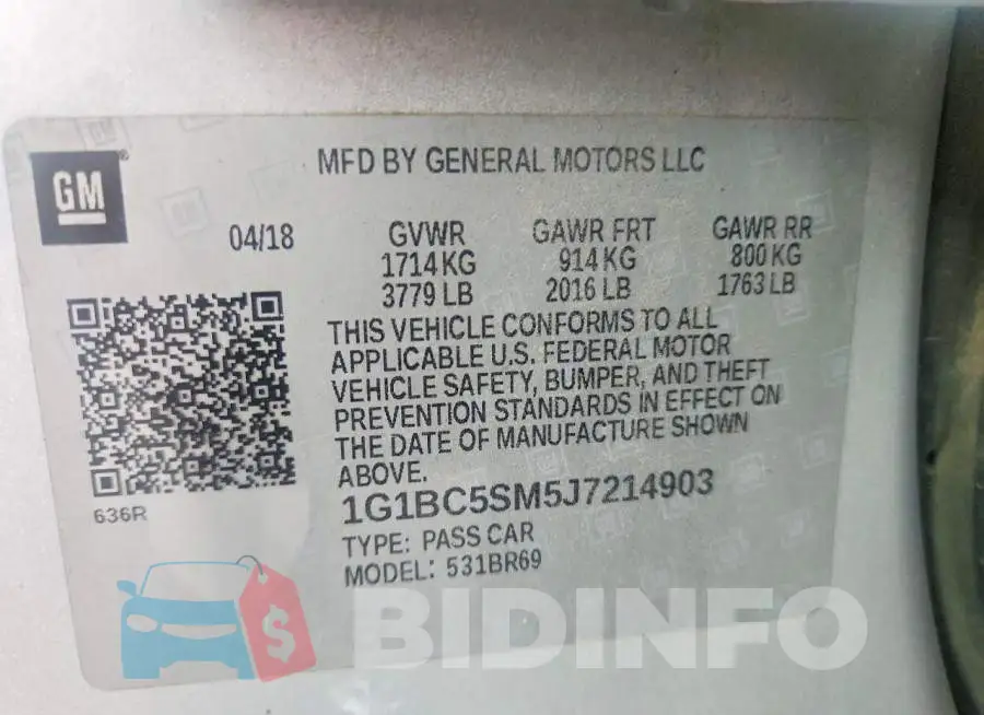 1G1BC5SM5J7214903 Photo# 12