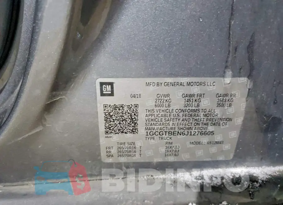 1GCGTBEN6J1276605 Photo# 12