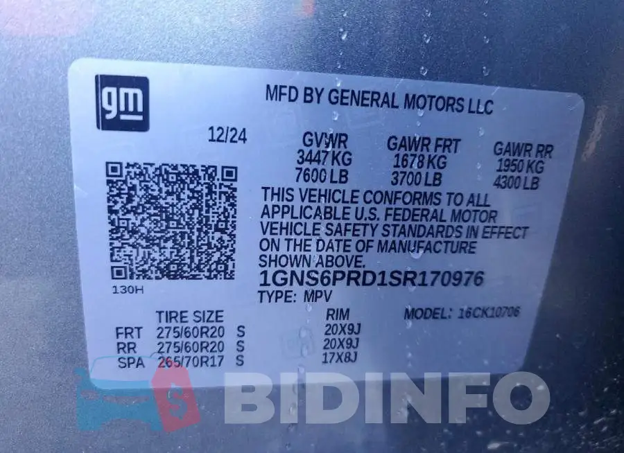 1GNS6PRD1SR170976 Photo# 13