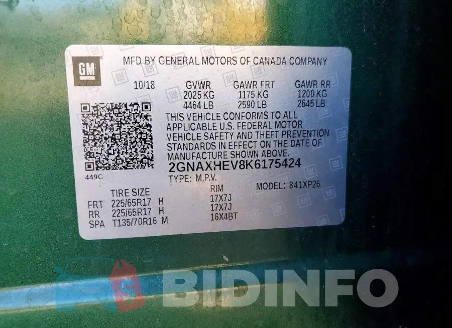 2GNAXHEV8K6175424 Photo# 13