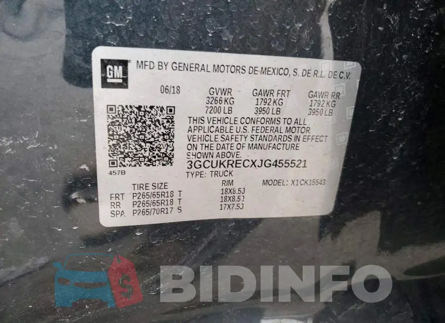 3GCUKRECXJG455521 Photo# 12