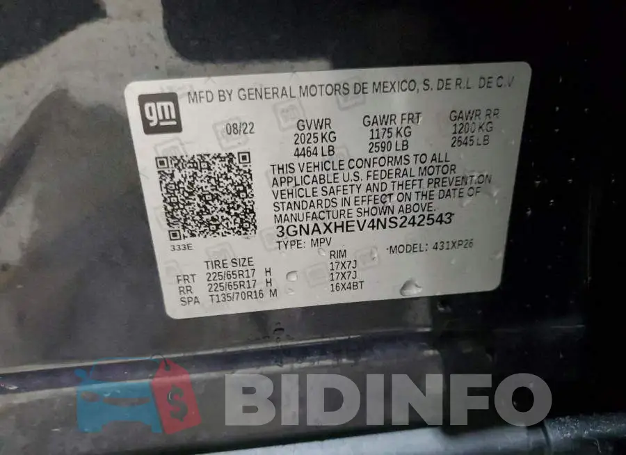 3GNAXHEV4NS242543 Photo# 13