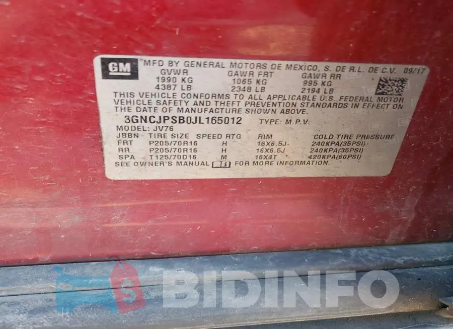 3GNCJPSB0JL165012 Photo# 13