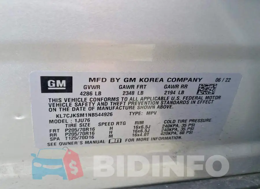 KL7CJKSM1NB544926 Photo# 14