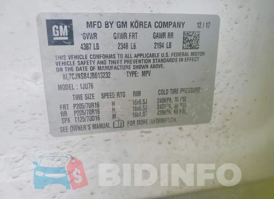 KL7CJNSB4JB613232 Photo# 13