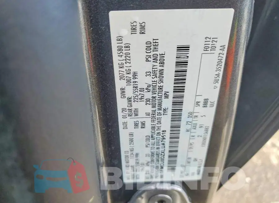 1FMCU0DZXLUA79518 Photo# 13