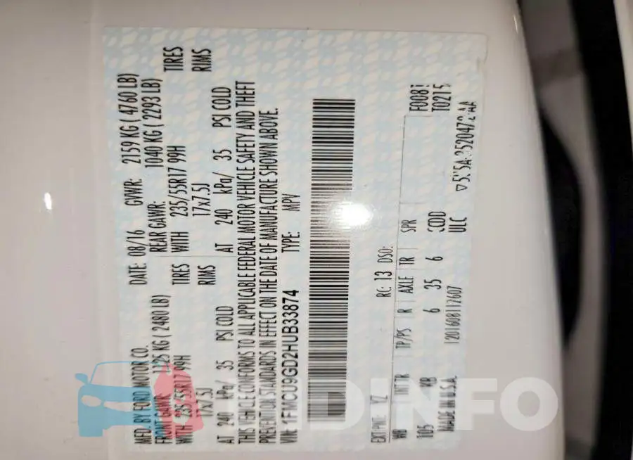 1FMCU9GD2HUB33874 Photo# 12