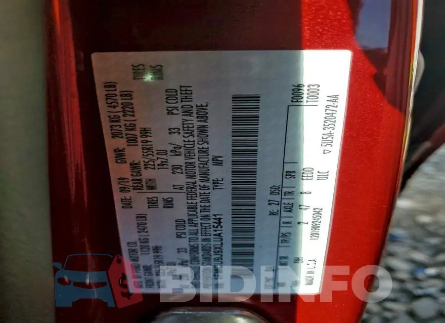 1FMCU9J9XLUA15441 Photo# 12