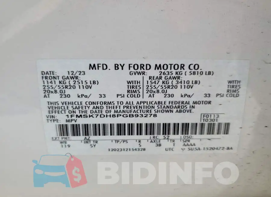 1FMSK7DH8PGB93278 Photo# 14