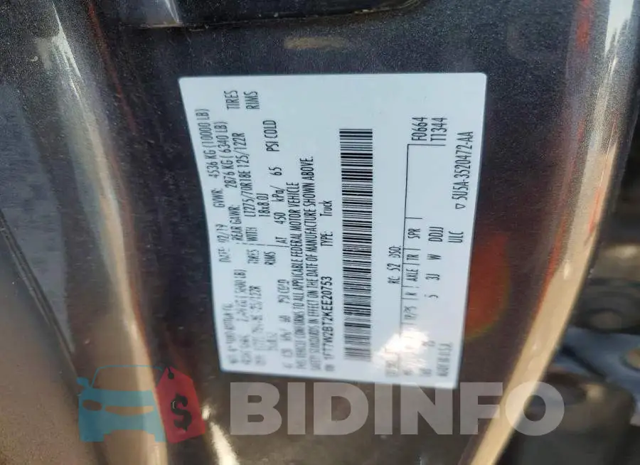 1FT7W2BT2KEE20753 Photo# 13
