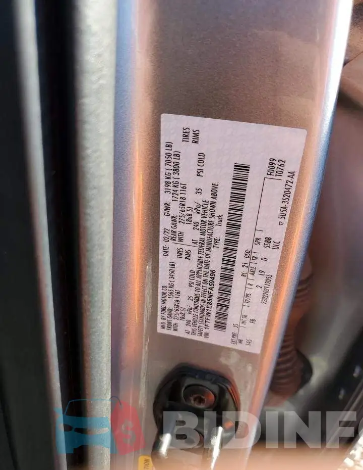 1FTFW1E85NFA59496 Photo# 12