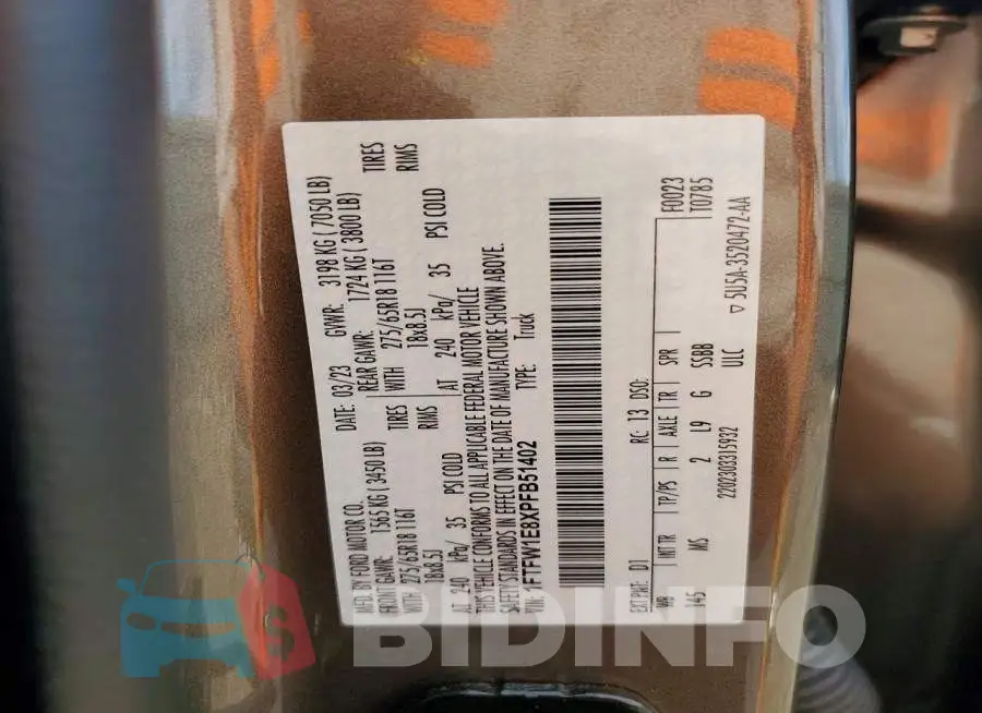 1FTFW1E8XPFB51402 Photo# 12