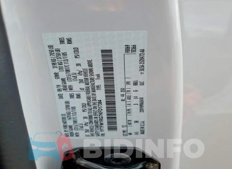 1FTFW1RG7KFD17384 Photo# 13