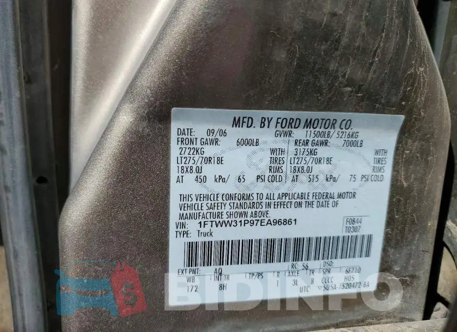 1FTWW31P97EA96861 Photo# 12