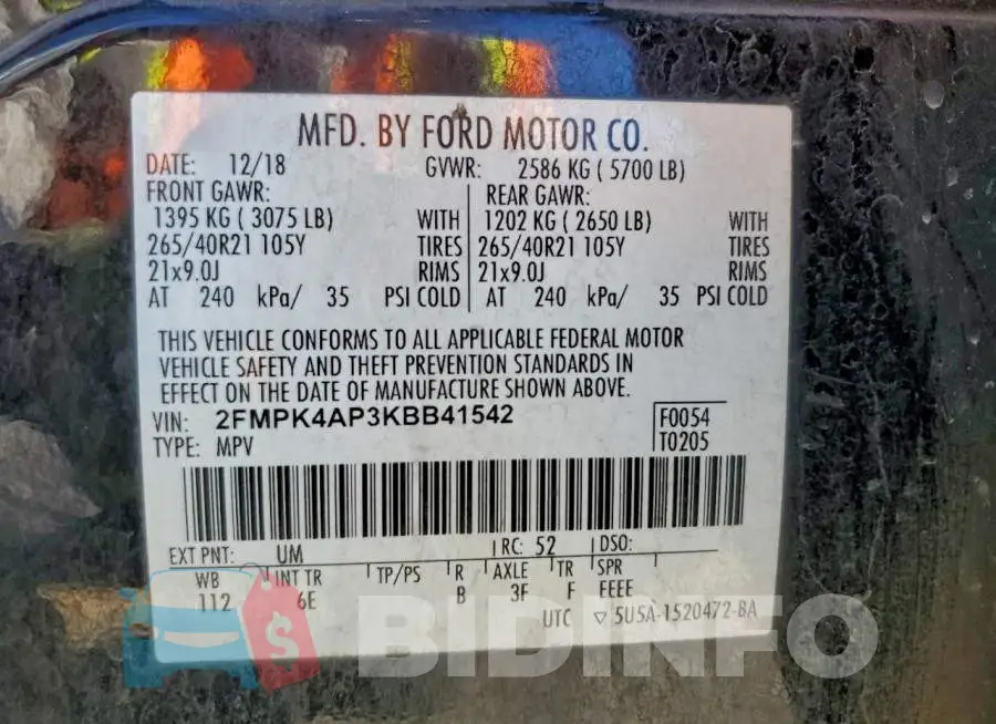 2FMPK4AP3KBB41542 Photo# 14