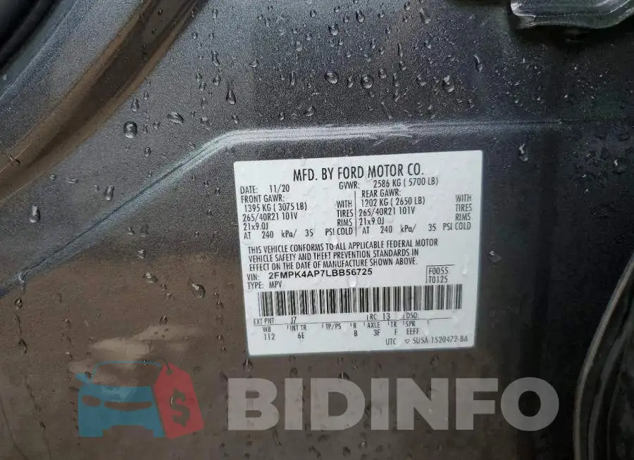 2FMPK4AP7LBB56725 Photo# 12