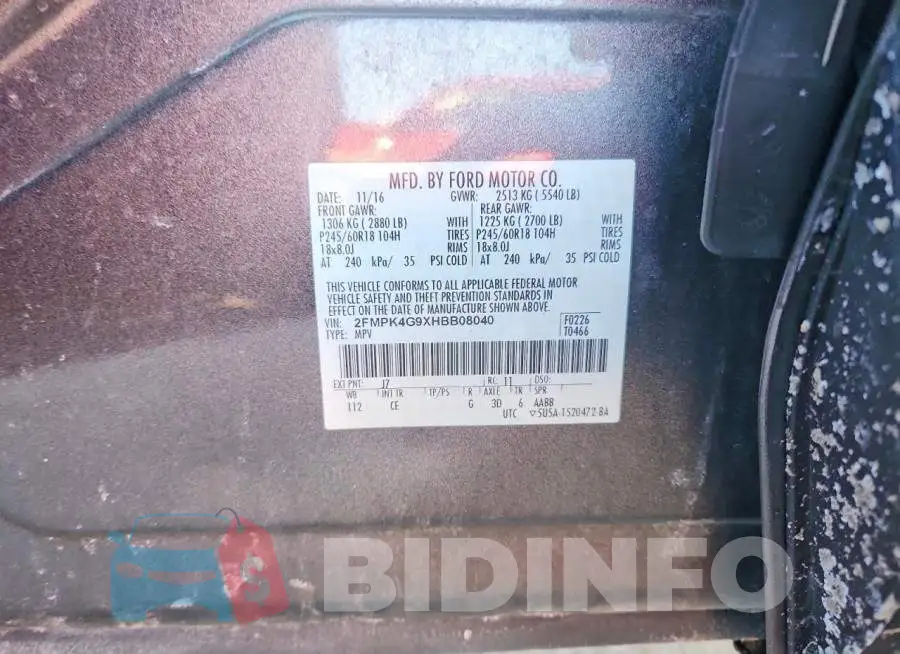 2FMPK4G9XHBB08040 Photo# 14
