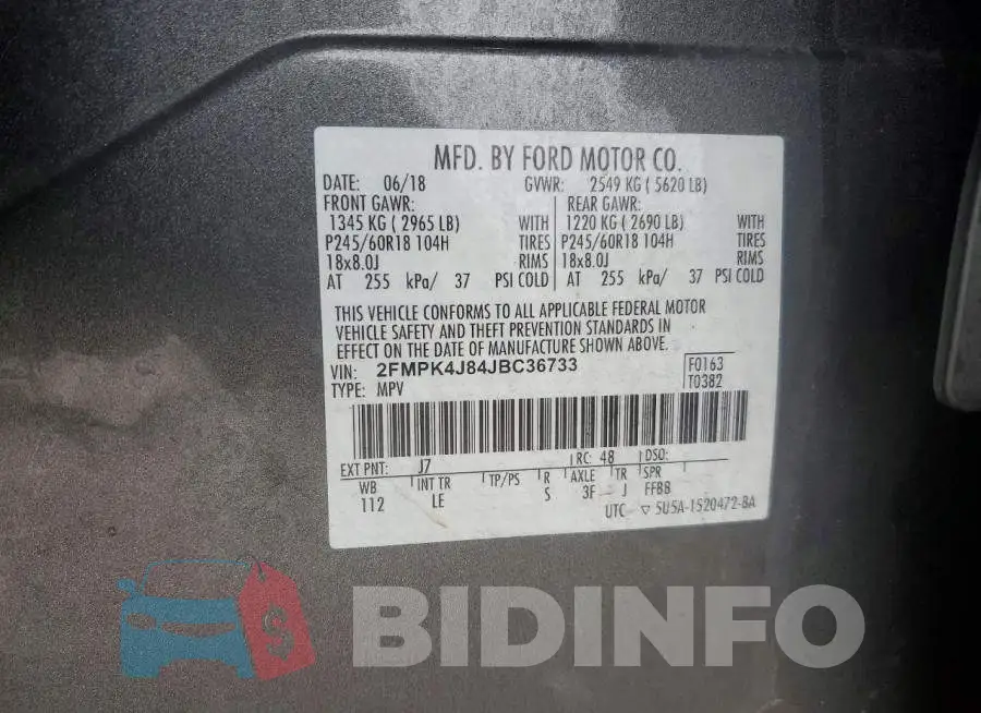 2FMPK4J84JBC36733 Photo# 14