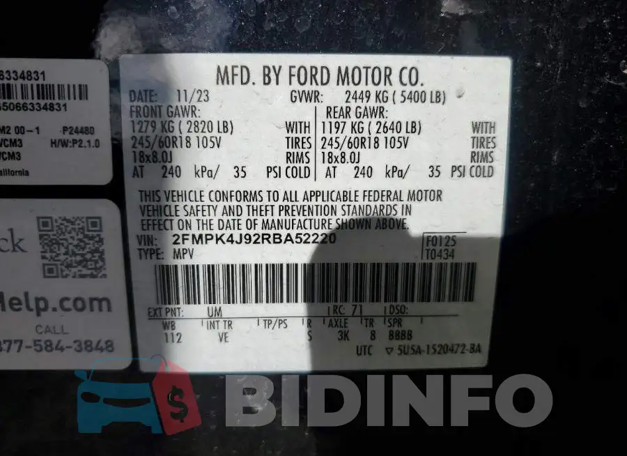 2FMPK4J92RBA52220 Photo# 13