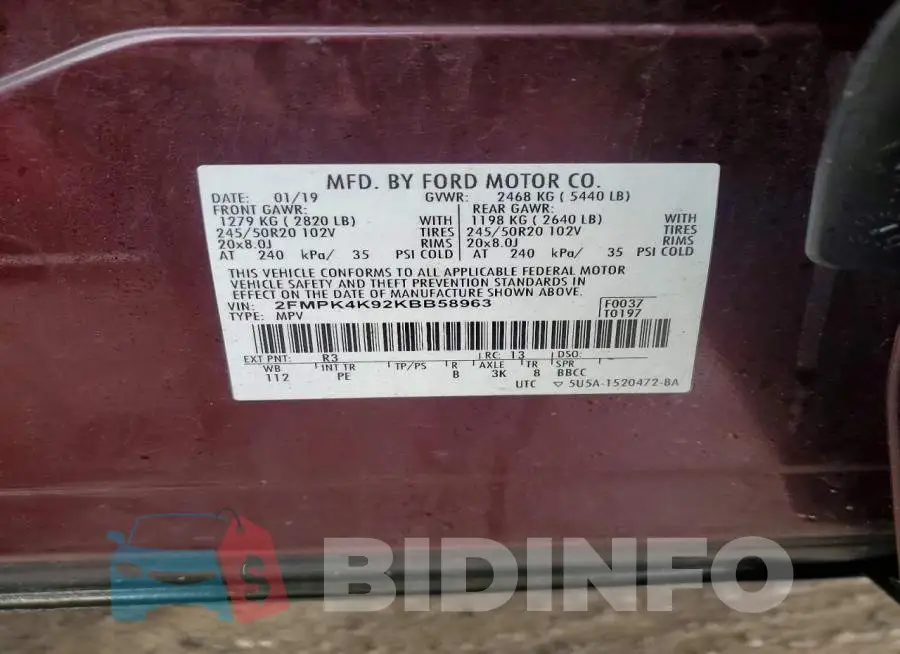 2FMPK4K92KBB58963 Photo# 13