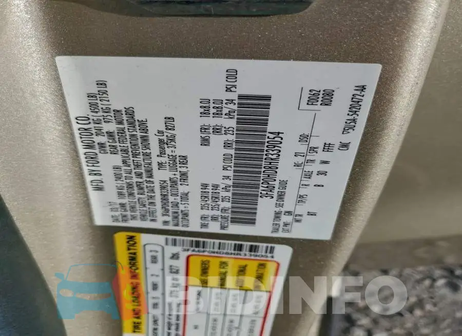 3FA6P0HD8HR339054 Photo# 12