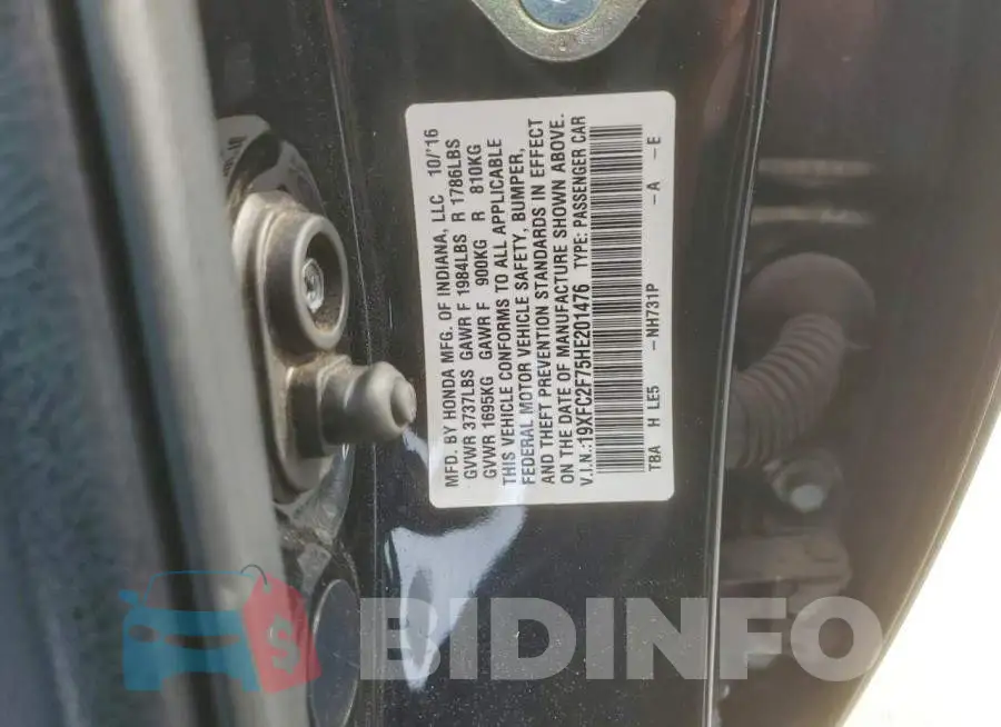 19XFC2F75HE201476 Photo# 12