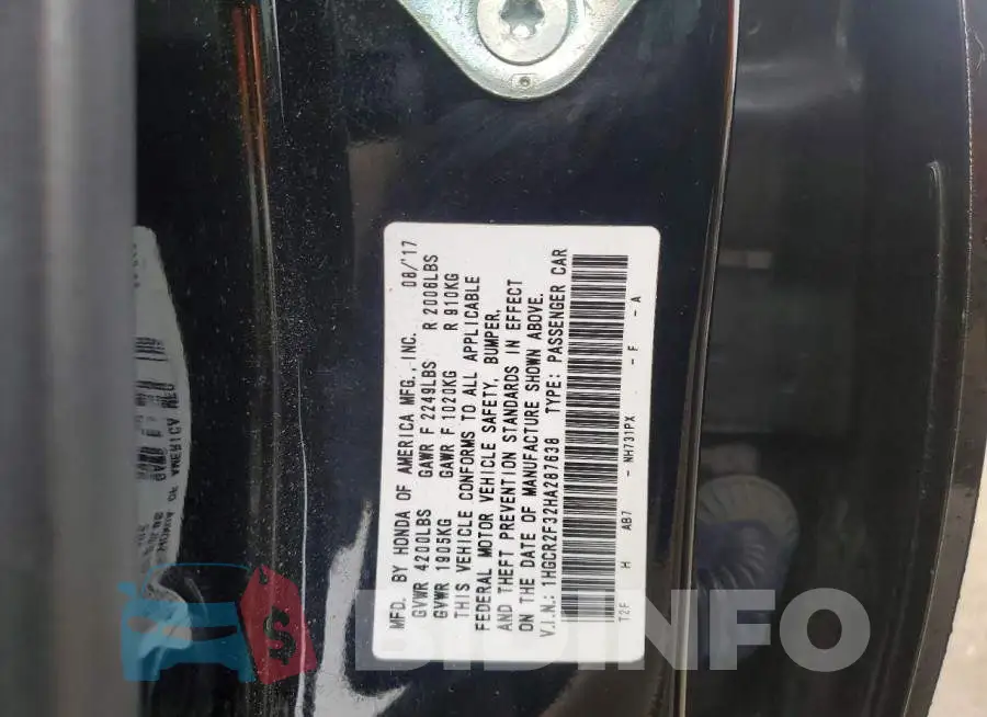 1HGCR2F32HA287638 Photo# 12