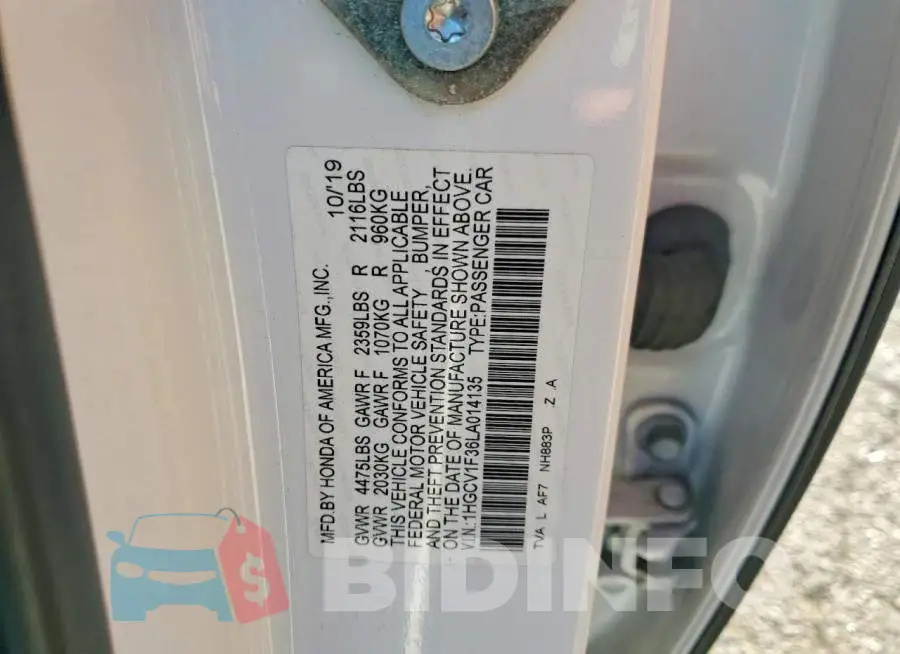 1HGCV1F36LA014135 Photo# 12