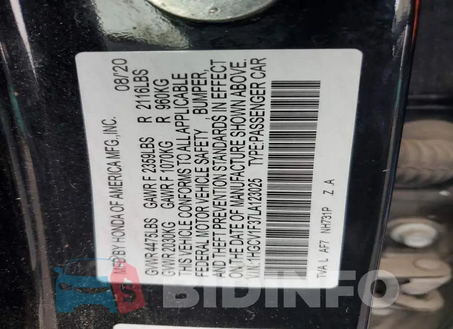 1HGCV1F37LA123025 Photo# 13