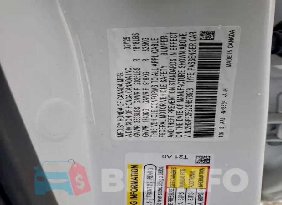2HGFE2F22SH578908 Photo# 13