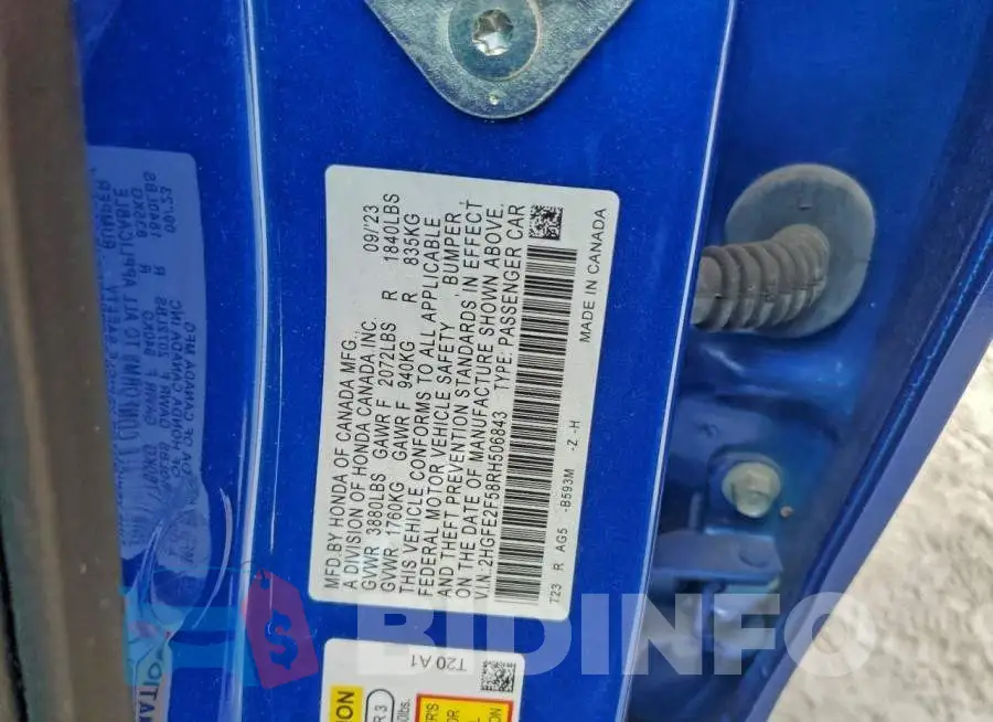 2HGFE2F58RH506843 Photo# 13