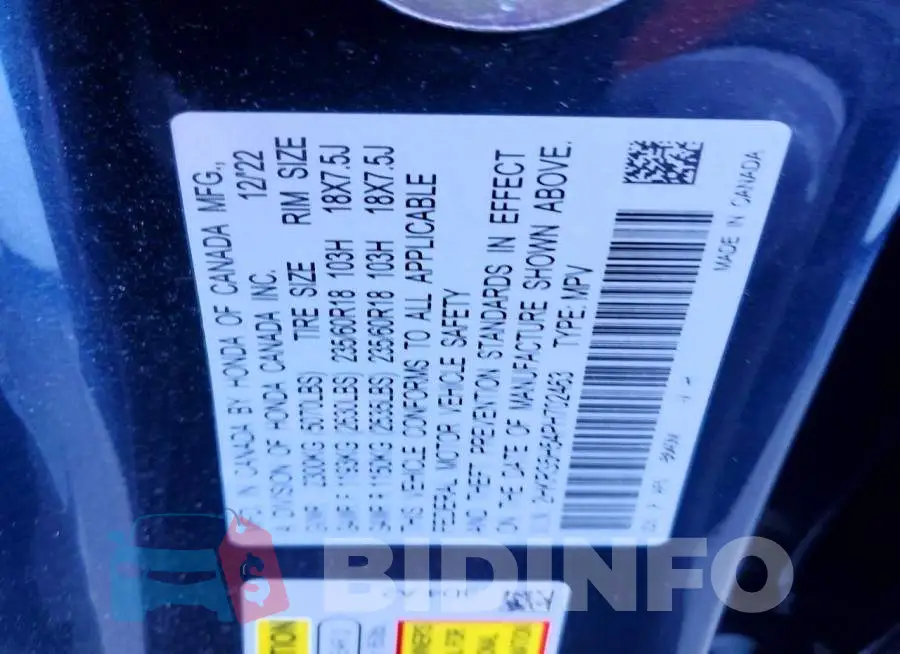 2HKRS5H54PH702463 Photo# 13