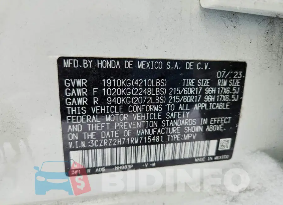 3CZRZ2H71RM715481 Photo# 13