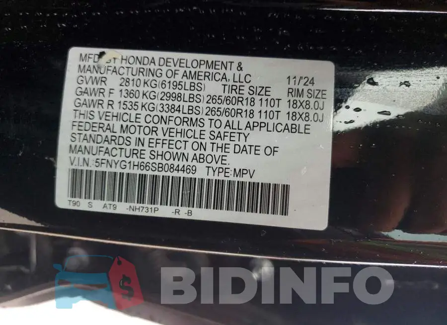 5FNYG1H66SB084469 Photo# 12