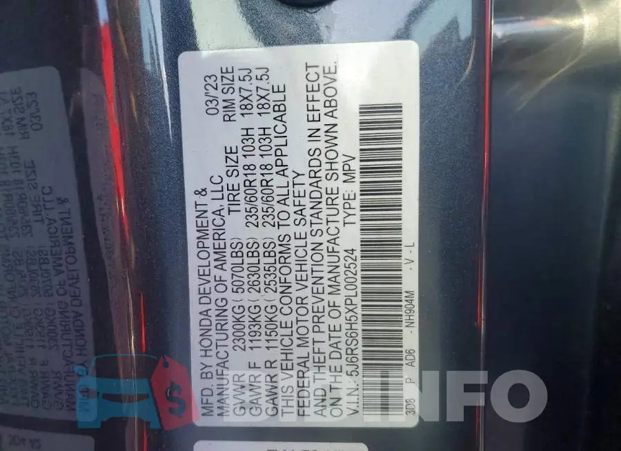 5J6RS6H5XPL002524 Photo# 13