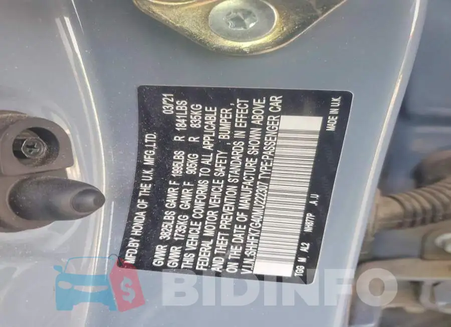 SHHFK7G40MU222307 Photo# 12