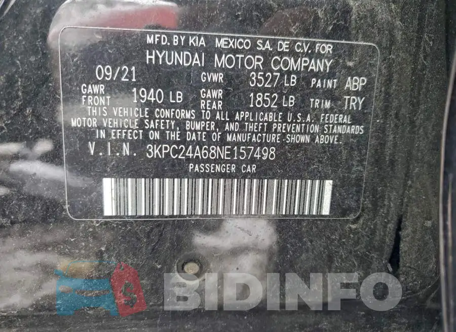 3KPC24A68NE157498 Photo# 12