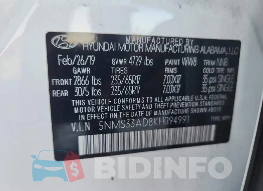 5NMS33AD8KH094991 Photo# 13