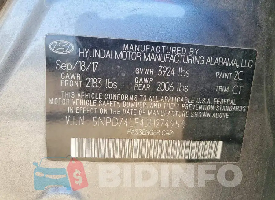 5NPD74LF4JH274956 Photo# 12