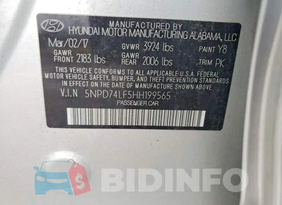 5NPD74LF5HH199565 Photo# 12