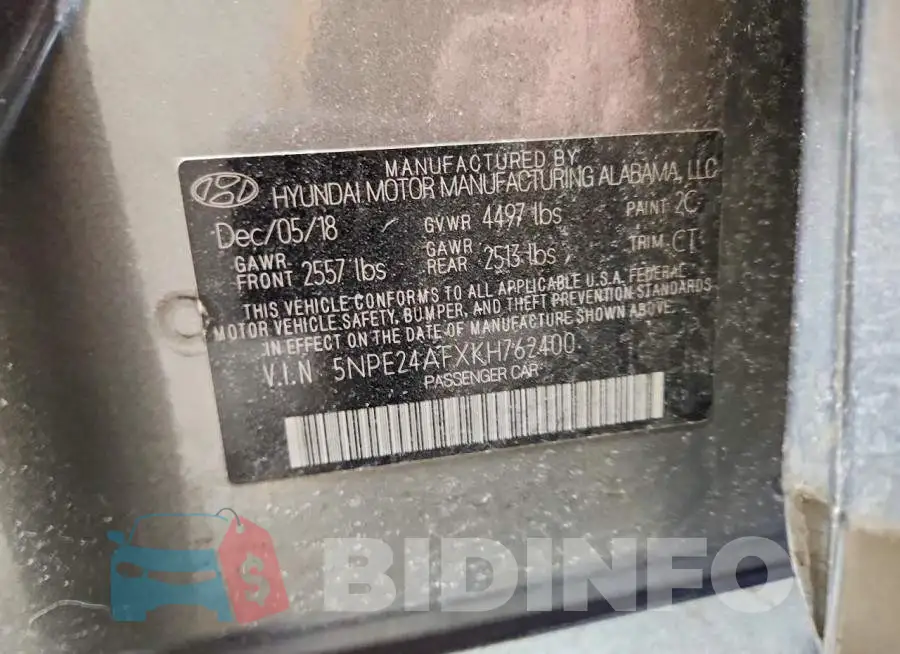 5NPE24AFXKH762400 Photo# 12