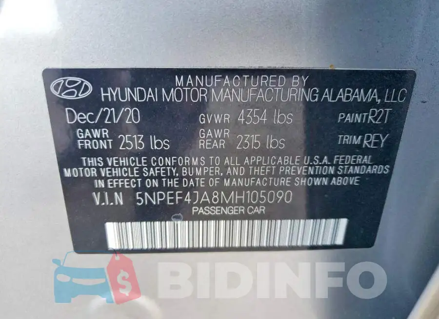 5NPEF4JA8MH105090 Photo# 12