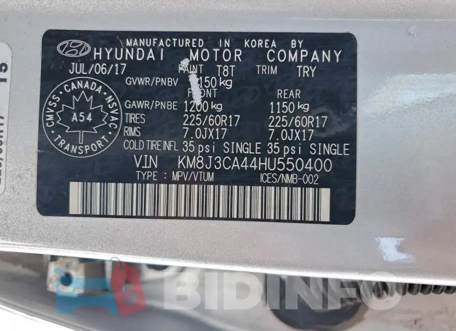 KM8J3CA44HU550400 Photo# 13