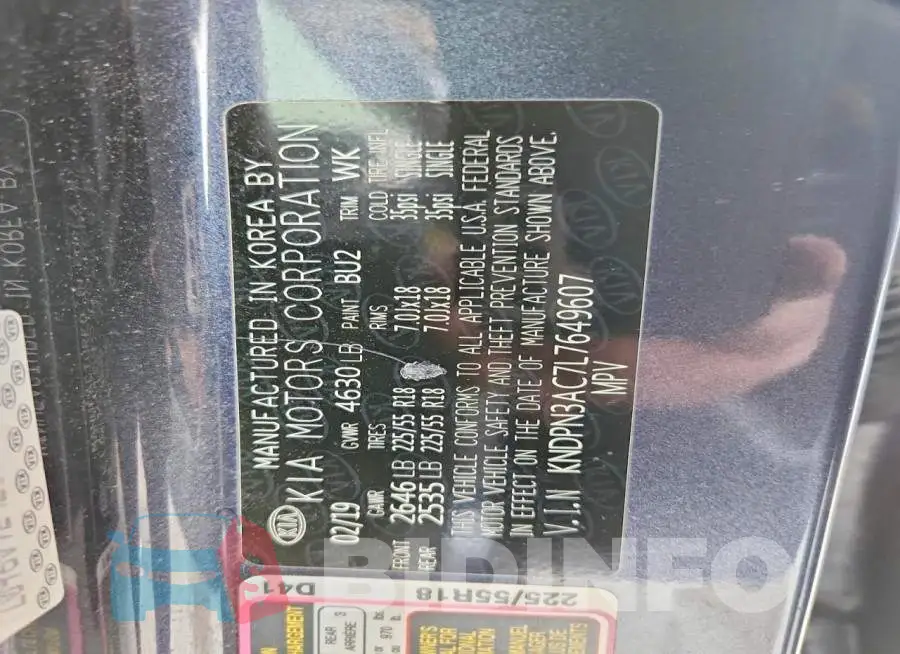 KNDPN3AC7L7649607 Photo# 14